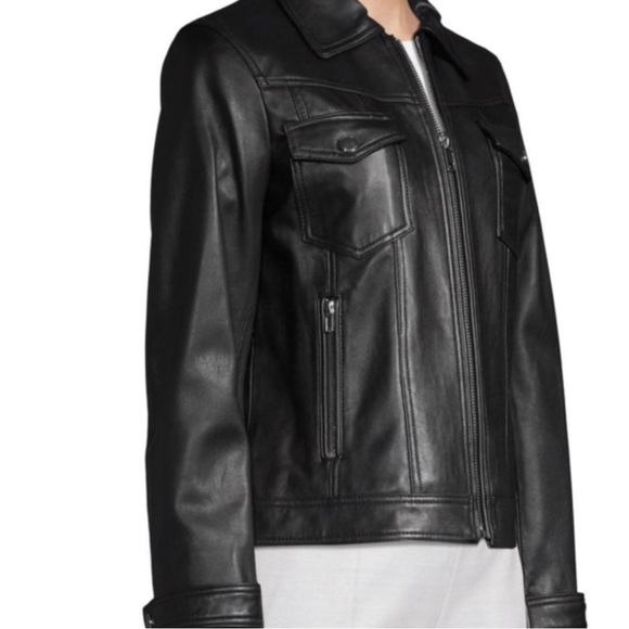 Tahari Leather Moto Jacket - Picture 3 of 7